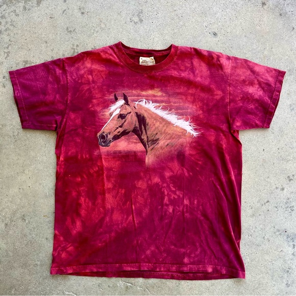 The Mountain Other - The Mountain Kim McElroy Horse Red Tie Dye T-shirt Men's Large
